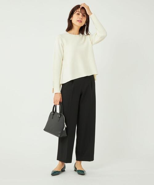 green label relaxing（グリーンレーベルリラクシング）の「袖 フェイクパール クルーネック プルオーバー ニット -ウォッシャブル-（ニット/セーター・レディース・ブラック/モカ/ホワイト・FREE）」の18枚目の写真