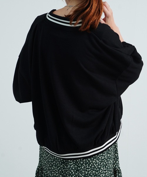 Fizz(フィズ)の「【Fizz/フィズ】 スウェット素材配色スタジャン(スタジャン・レディース・ネイビー/ベージュ/ブラック/グリーン・M)」の12枚目の写真