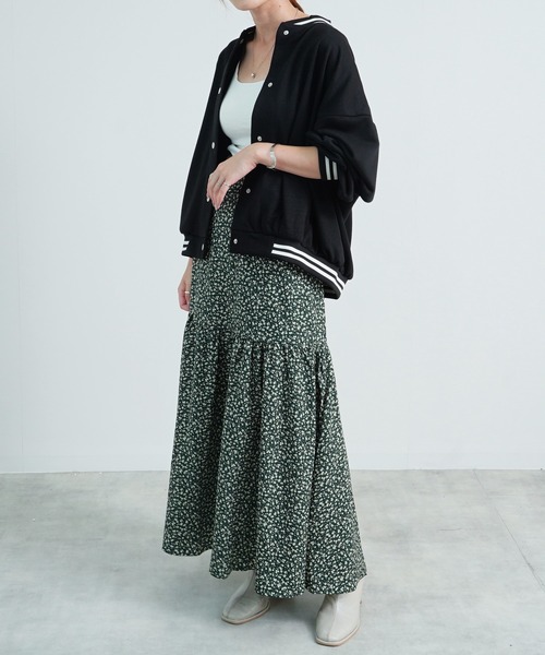 Fizz(フィズ)の「【Fizz/フィズ】 スウェット素材配色スタジャン(スタジャン・レディース・ネイビー/ベージュ/ブラック/グリーン・M)」の13枚目の写真