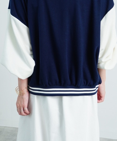 Fizz(フィズ)の「【Fizz/フィズ】 スウェット素材配色スタジャン(スタジャン・レディース・ネイビー/ベージュ/ブラック/グリーン・M)」の16枚目の写真