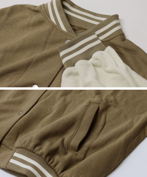 Fizz(フィズ)の「【Fizz/フィズ】 スウェット素材配色スタジャン(スタジャン・レディース・ネイビー/ベージュ/ブラック/グリーン・M)」の18枚目の写真