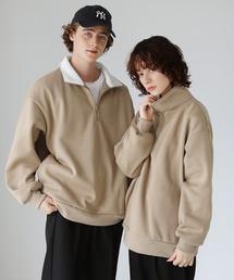 ETELIO | ビッグシルエット 配色ハーフジップスウェット(スウェット)