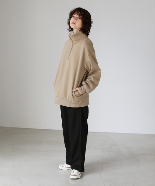 ETELIO（エテリオ）の「ビッグシルエット 配色ハーフジップスウェット（スウェット・メンズ・ベージュ/ダークグリーン/ワイン/ブラック・S/M/L）」の17枚目の写真