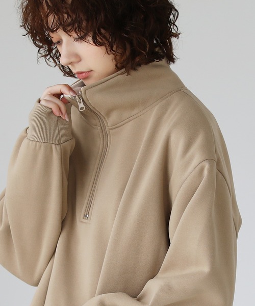 ETELIO（エテリオ）の「ビッグシルエット 配色ハーフジップスウェット（スウェット・メンズ・ベージュ/ダークグリーン/ワイン/ブラック・S/M/L）」の16枚目の写真