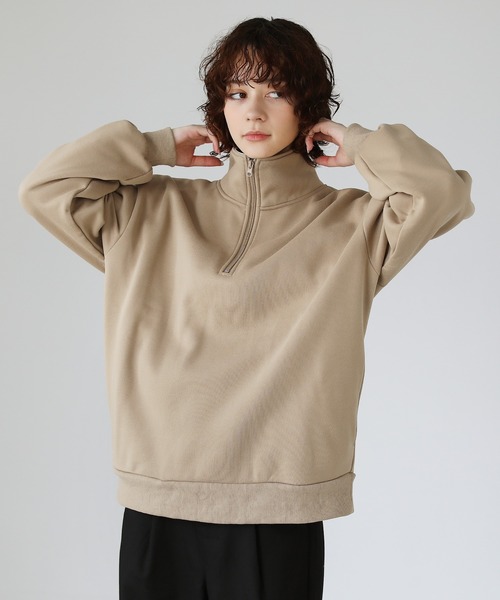 ETELIO（エテリオ）の「ビッグシルエット 配色ハーフジップスウェット（スウェット・メンズ・ベージュ/ダークグリーン/ワイン/ブラック・S/M/L）」の15枚目の写真