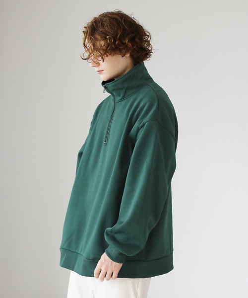 Malbon ハーフジップ スウェット グリーンカラー 秋冬映え 美品☘️ Malbon ハーフジップ スウェット グリーンカラー 秋冬映え 美品☘️