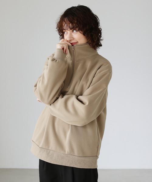 ETELIO（エテリオ）の「ビッグシルエット 配色ハーフジップスウェット（スウェット・メンズ・ベージュ/ダークグリーン/ワイン/ブラック・S/M/L）」の14枚目の写真
