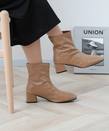 SETUP7 | 【MAISON BREEZE】スクエアトゥフェイクレザーチャンキーヒールショートブーツ SCCH209(ブーツ)