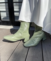 SETUP7 | 【MAISON BREEZE】スクエアトゥフェイクレザーチャンキーヒールショートブーツ SCCH209(ブーツ)