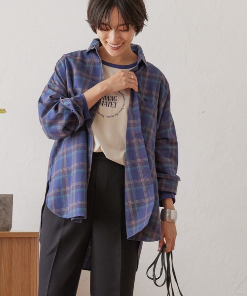 AMERICAN HOLIC(アメリカンホリック)の「綿ビエラチェックシャツ(シャツ/ブラウス・レディース・ブルー系その他5/ブラウン系その他4/その他5/グレー系その他3・M/L)」の3枚目の写真
