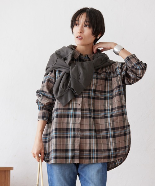 AMERICAN HOLIC(アメリカンホリック)の「綿ビエラチェックシャツ(シャツ/ブラウス・レディース・ブルー系その他5/ブラウン系その他4/その他5/グレー系その他3・M/L)」の5枚目の写真