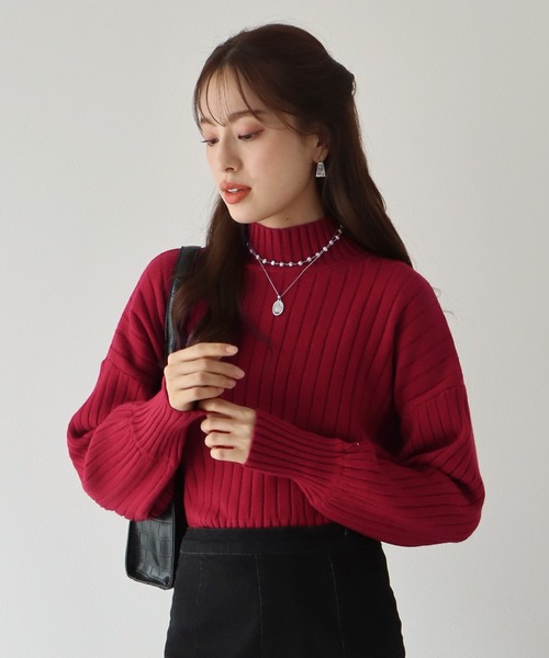 BLUEEAST(ブルーイースト)の「ハイネックリブニット(ニット/セーター・レディース・ブラック/ベージュ/ブルー/グリーン/ボルドー/ブルーグレー・MEDIUM)」の7枚目の写真