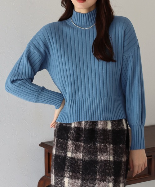 BLUEEAST(ブルーイースト)の「ハイネックリブニット(ニット/セーター・レディース・ブラック/ベージュ/ブルー/グリーン/ボルドー/ブルーグレー・MEDIUM)」の11枚目の写真