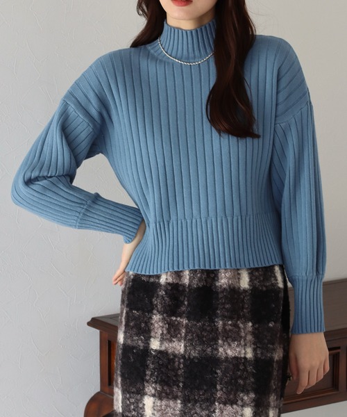 BLUEEAST(ブルーイースト)の「ハイネックリブニット(ニット/セーター・レディース・ブラック/ベージュ/ブルー/グリーン/ボルドー/ブルーグレー・MEDIUM)」の12枚目の写真