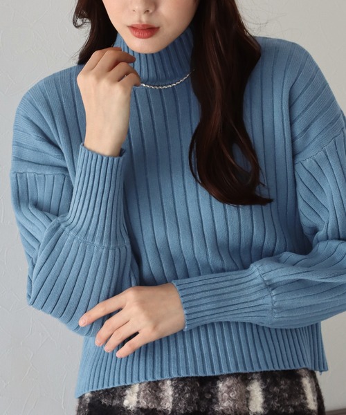 BLUEEAST(ブルーイースト)の「ハイネックリブニット(ニット/セーター・レディース・ブラック/ベージュ/ブルー/グリーン/ボルドー/ブルーグレー・MEDIUM)」の13枚目の写真