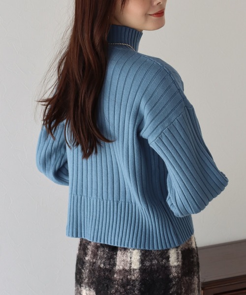 BLUEEAST(ブルーイースト)の「ハイネックリブニット(ニット/セーター・レディース・ブラック/ベージュ/ブルー/グリーン/ボルドー/ブルーグレー・MEDIUM)」の14枚目の写真