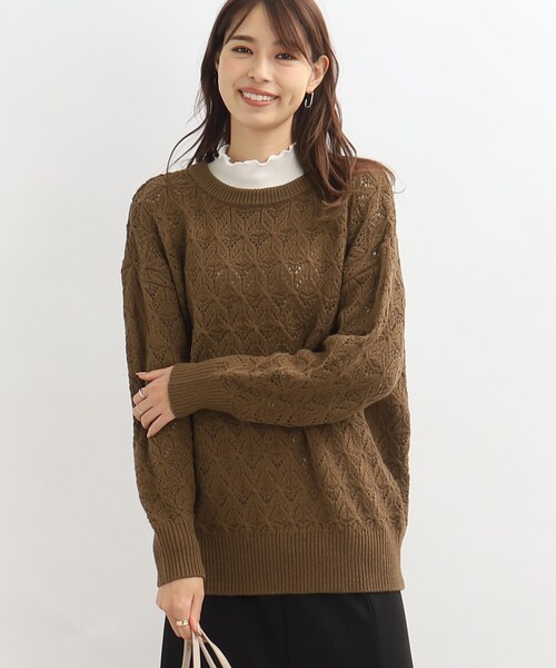 SHOO・LA・RUE(シューラルー)の「◆透かし柄ニットプルオーバー(ニット/セーター・レディース・アイボリー/グレー系その他/ブラウン系/ピンク系・00)」の3枚目の写真