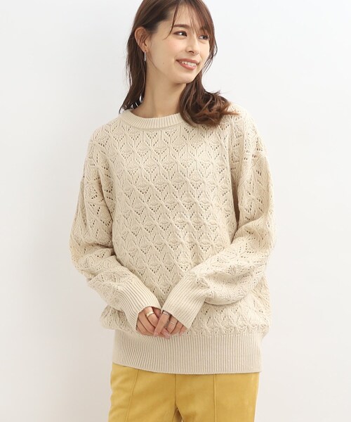 SHOO・LA・RUE(シューラルー)の「◆透かし柄ニットプルオーバー(ニット/セーター・レディース・アイボリー/グレー系その他/ブラウン系/ピンク系・00)」の1枚目の写真