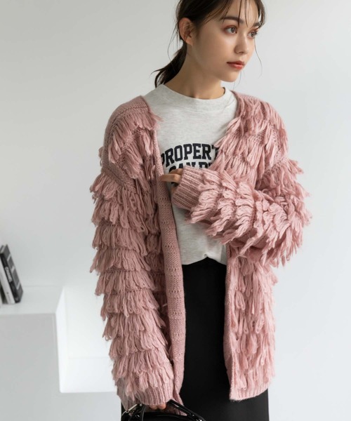 Edit Sheen（エディットシーン）の「【スタッフレコメンド】ループニットカーディガン（カーディガン/ボレロ・レディース・ピンク/ベージュ/ブラック・M）」の5枚目の写真