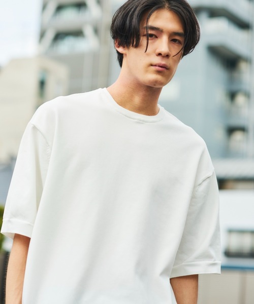 NewAnce(ニュアンス)の「【NewAnce】ニットTシャツ(Tシャツ/カットソー・メンズ・スモーキーグリーン系/スミクロ/グレー/ライム/ホワイト・5/4)」の2枚目の写真