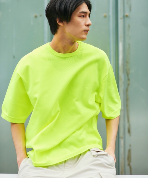 NewAnce(ニュアンス)の「【NewAnce】ニットTシャツ(Tシャツ/カットソー・メンズ・スモーキーグリーン系/スミクロ/グレー/ライム/ホワイト・5/4)」の4枚目の写真