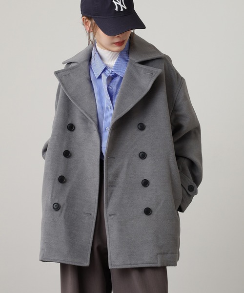 Questioning(クエスチョニング)の「Big P Coat / ビッグシルエットPコート unisex(ピーコート・メンズ・ベージュ/レッド/グレー/ブラック/ブルー/ピンク/パープル/オレンジ/ベージュ系1/ベージュ系2/ブラック系1/ブラウン系2/レッド系2/ブラウン系1/ライトブルー/ブラック系2・M/L/XL)」の17枚目の写真