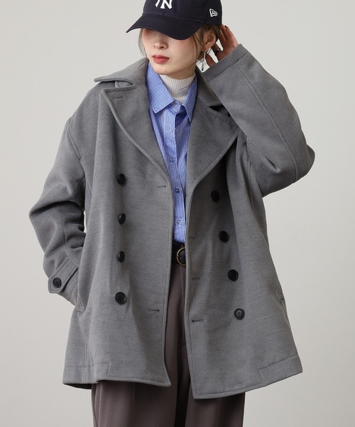 Questioning(クエスチョニング)の「Big P Coat / ビッグシルエットPコート unisex(ピーコート・メンズ・ベージュ/レッド/グレー/ブラック/ブルー/ピンク/パープル/オレンジ/ベージュ系1/ベージュ系2/ブラック系1/ブラウン系2/レッド系2/ブラウン系1/ライトブルー/ブラック系2・M/L/XL)」の18枚目の写真