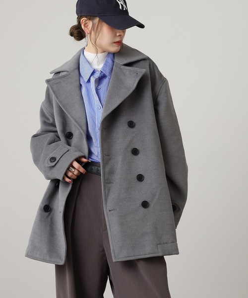 Questioning(クエスチョニング)の「Big P Coat / ビッグシルエットPコート unisex(ピーコート・メンズ・ベージュ/レッド/グレー/ブラック/ブルー/ピンク/パープル/オレンジ/ベージュ系1/ベージュ系2/ブラック系1/ブラウン系2/レッド系2/ブラウン系1/ライトブルー/ブラック系2・M/L/XL)」の20枚目の写真