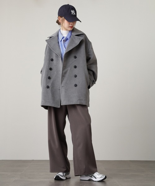 Questioning(クエスチョニング)の「Big P Coat / ビッグシルエットPコート unisex(ピーコート・メンズ・ベージュ/レッド/グレー/ブラック/ブルー/ピンク/パープル/オレンジ/ベージュ系1/ベージュ系2/ブラック系1/ブラウン系2/レッド系2/ブラウン系1/ライトブルー/ブラック系2・M/L/XL)」の21枚目の写真