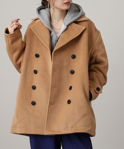 Questioning(クエスチョニング)の「Big P Coat / ビッグシルエットPコート unisex(ピーコート・メンズ・ベージュ/レッド/グレー/ブラック/ブルー/ピンク/パープル/オレンジ/ベージュ系1/ベージュ系2/ブラック系1/ブラウン系2/レッド系2/ブラウン系1/ライトブルー/ブラック系2・M/L/XL)」の22枚目の写真