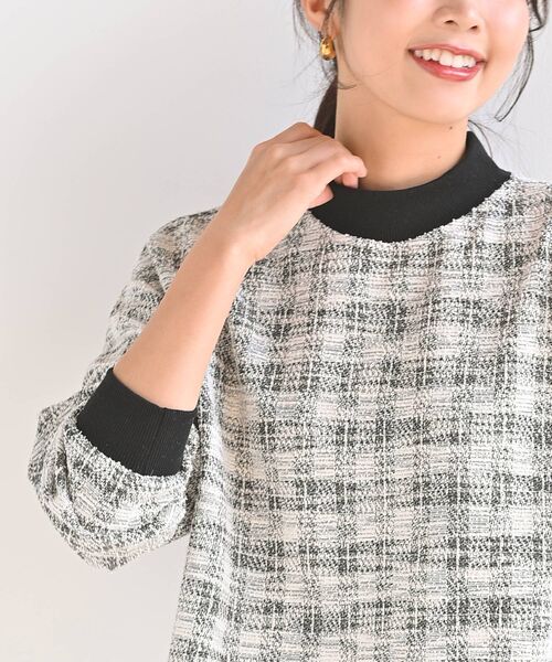 rps(アールピーエス)の「配色リブカットツイードプルオーバー(Tシャツ/カットソー・レディース・ブラック/ブラウン/マスタード・フリー)」の8枚目の写真