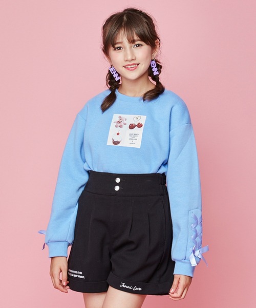 JENNI love(ジェニィラブ)の「裏起毛袖レースアップトレーナー JENNI love(ジェニィラブ)の「裏起毛袖レースアップトレーナー