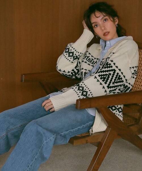 23区（ニジュウサンク）の「【SLOW】カウチンジャガード ジップ カーディガン（カーディガン/ボレロ・レディース・ライトグレー系1/ダークブラウン系1/アイボリー系1・38）」の11枚目の写真