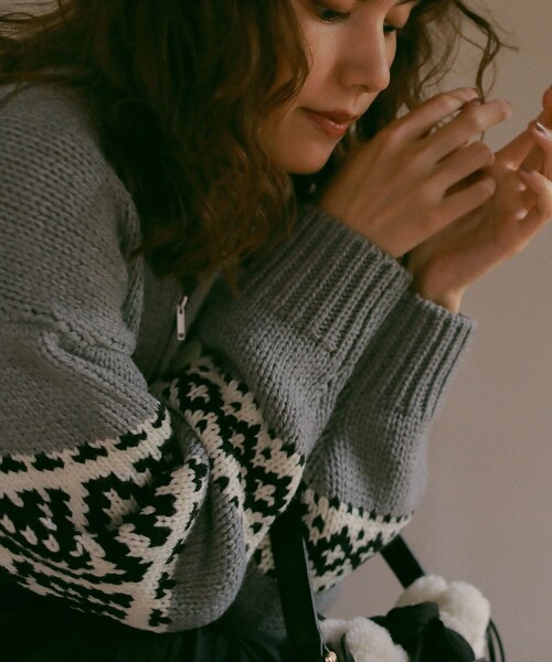 23区（ニジュウサンク）の「【SLOW】カウチンジャガード ジップ カーディガン（カーディガン/ボレロ・レディース・ライトグレー系1/ダークブラウン系1/アイボリー系1・38）」の16枚目の写真