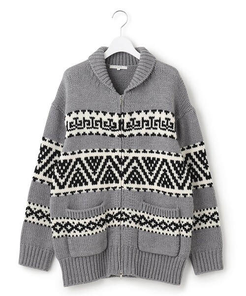 23区（ニジュウサンク）の「【SLOW】カウチンジャガード ジップ カーディガン（カーディガン/ボレロ・レディース・ライトグレー系1/ダークブラウン系1/アイボリー系1・38）」の13枚目の写真