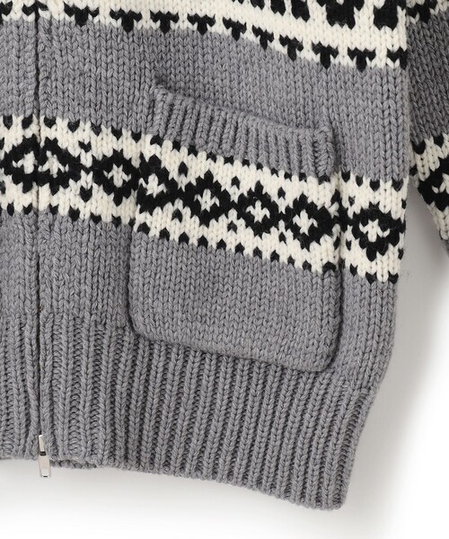 23区（ニジュウサンク）の「【SLOW】カウチンジャガード ジップ カーディガン（カーディガン/ボレロ・レディース・ライトグレー系1/ダークブラウン系1/アイボリー系1・38）」の5枚目の写真