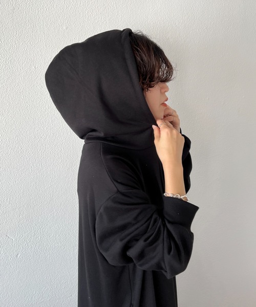 wee9s(ウィークス)の「daily sweat hoodie one piece / デイリースウェットフーディーワンピース(ワンピース・レディース・グレー/ブラック・FREE)」の16枚目の写真
