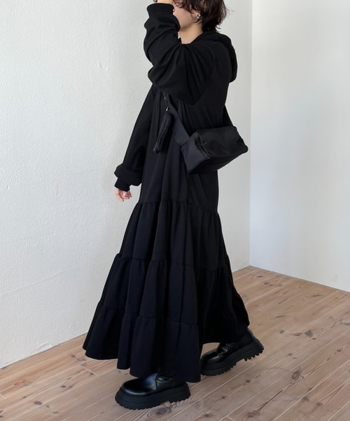wee9s(ウィークス)の「daily sweat hoodie one piece / デイリースウェットフーディーワンピース(ワンピース・レディース・グレー/ブラック・FREE)」の17枚目の写真