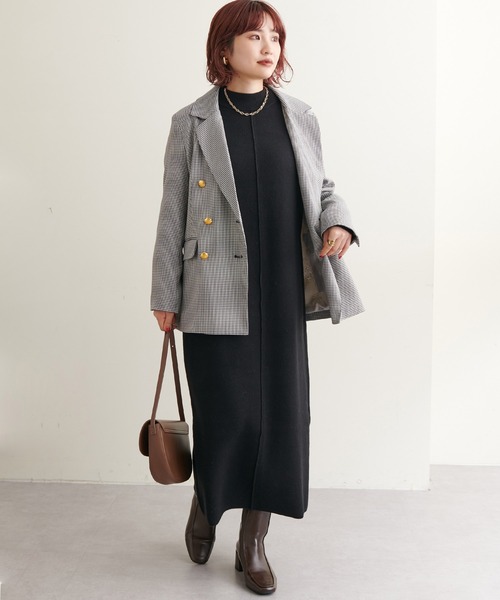 natural couture（ナチュラルクチュール）の「べっ甲Dかんベルト付ききれいめニットワンピース Mサイズ（ワンピース・レディース・ブラック/ベージュ/ブラウン/オフホワイト/イエロー/ブルー・MEDIUM）」の17枚目の写真