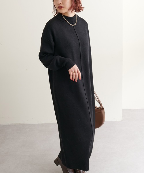 natural couture（ナチュラルクチュール）の「べっ甲Dかんベルト付ききれいめニットワンピース Mサイズ（ワンピース・レディース・ブラック/ベージュ/ブラウン/オフホワイト/イエロー/ブルー・MEDIUM）」の19枚目の写真