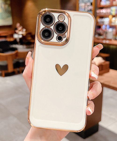 TeddyShop（テディショップ）の「【iPhone14 Pro用】ワンポイントハートメタリックフレームiPhoneケース（スマホケース/カバー・レディース・ホワイト/ピンク/ブラック・ONE SIZE）」の2枚目の写真