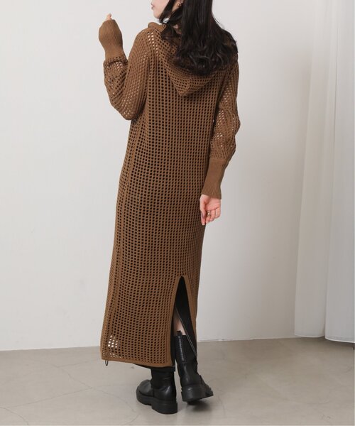 RAY CASSIN（レイカズン）の「メッシュパーカーワンピース（ジャンパースカート・レディース・イエロー×グリーン/ブラウン/キナリ・FREE）」の5枚目の写真