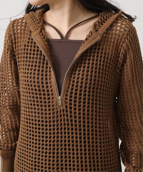 RAY CASSIN（レイカズン）の「メッシュパーカーワンピース（ジャンパースカート・レディース・イエロー×グリーン/ブラウン/キナリ・FREE）」の6枚目の写真