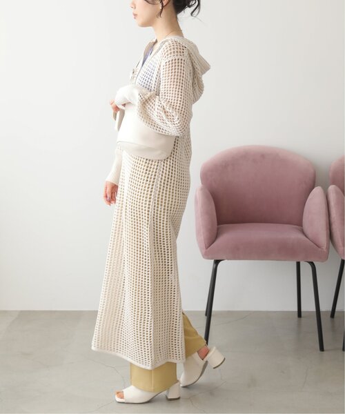 RAY CASSIN（レイカズン）の「メッシュパーカーワンピース（ジャンパースカート・レディース・イエロー×グリーン/ブラウン/キナリ・FREE）」の8枚目の写真