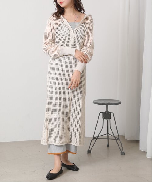 RAY CASSIN（レイカズン）の「メッシュパーカーワンピース（ジャンパースカート・レディース・イエロー×グリーン/ブラウン/キナリ・FREE）」の14枚目の写真