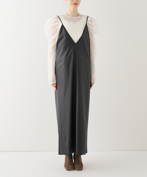 Noble（ノーブル）の「フェイクレザーキャミソールワンピース