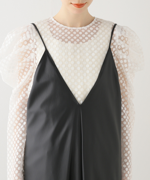 【未使用に近い】完売商品 ノーブル NOBLE フェイクレザー キャミ 黒 追加】フェイクレザーキャミ（キャミソール）｜NOBLE（ノーブル