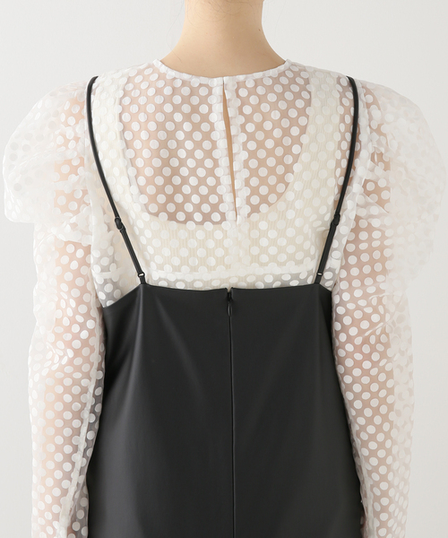 Noble（ノーブル）の「フェイクレザーキャミソールワンピース