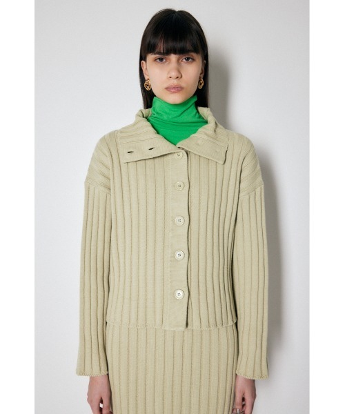MOUSSY(マウジー)の「FRONT BUTTON WIDE RIB セーター(ニット/セーター・レディース・ライム/ブラック/ベージュ/ライトグリーン・FREE)」の7枚目の写真