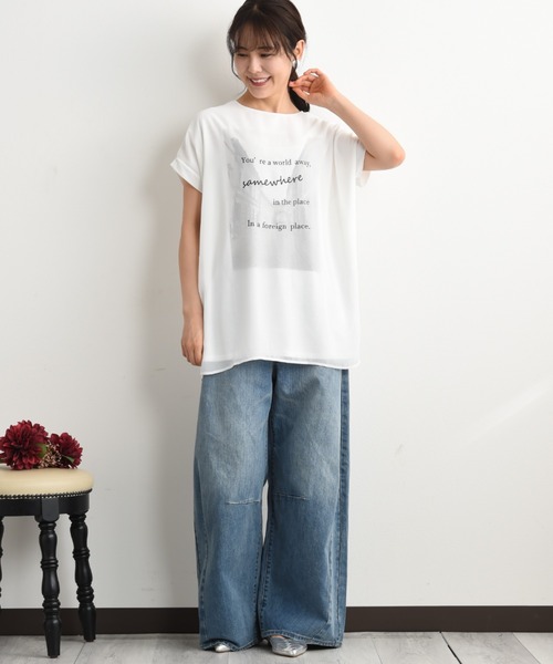 INTERPLANET(インタープラネット)の「街並みプリント3DTシャツ(Tシャツ/カットソー・レディース・キャメル/ネイビー/オフホワイト・FREE)」の13枚目の写真